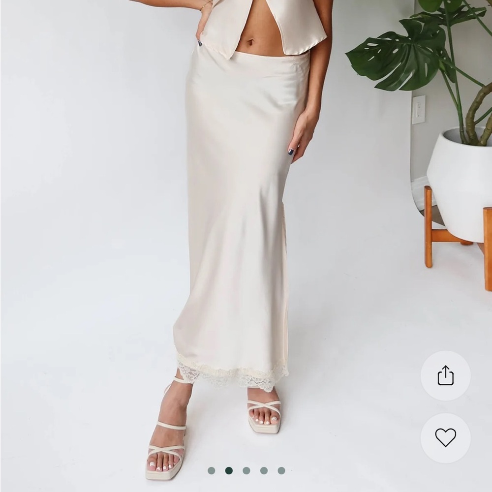 Elegant Cream Slip Dress with Lace Trim